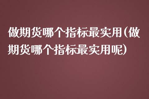 做期货哪个指标最实用(做期货哪个指标最实用呢)_https://www.zghnxxa.com_内盘期货_第1张