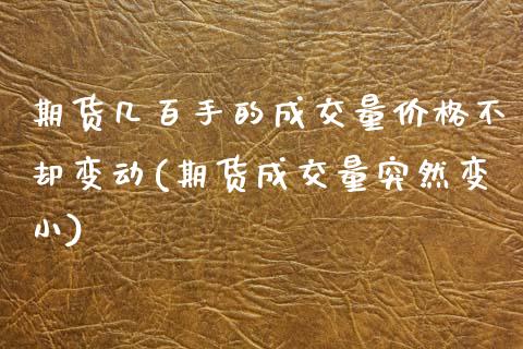 期货几百手的成交量价格不却变动(期货成交量突然变小)_https://www.zghnxxa.com_内盘期货_第1张