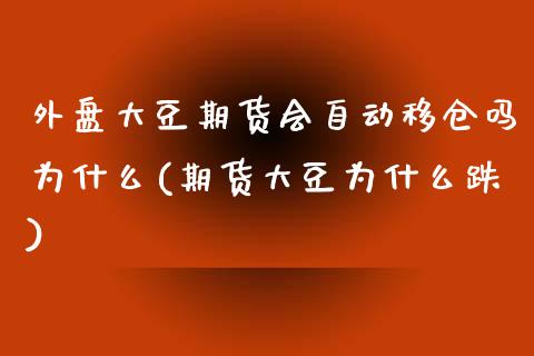 外盘大豆期货会自动移仓吗为什么(期货大豆为什么跌)_https://www.zghnxxa.com_国际期货_第1张