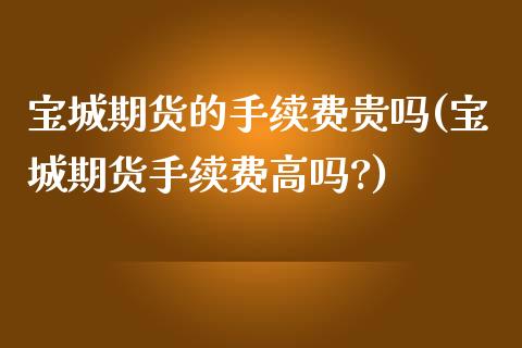 宝城期货的手续费贵吗(宝城期货手续费高吗?)_https://www.zghnxxa.com_内盘期货_第1张