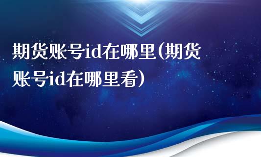 期货账号id在哪里(期货账号id在哪里看)_https://www.zghnxxa.com_国际期货_第1张