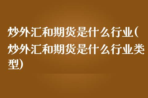 炒外汇和期货是什么行业(炒外汇和期货是什么行业类型)_https://www.zghnxxa.com_内盘期货_第1张