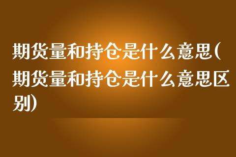 期货量和持仓是什么意思(期货量和持仓是什么意思区别)_https://www.zghnxxa.com_国际期货_第1张