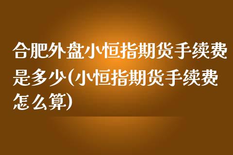 合肥外盘小恒指期货手续费是多少(小恒指期货手续费怎么算)_https://www.zghnxxa.com_黄金期货_第1张
