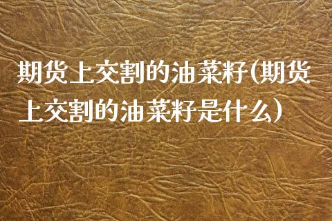 期货上交割的油菜籽(期货上交割的油菜籽是什么)_国际期货_第1张_期货直播室 期货上交割的油菜籽(期货上交割的油菜籽是什么)_https://www.zghnxxa.com_国际期货_第1张