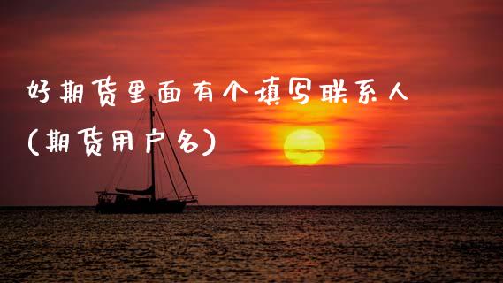 好期货里面有个填写联系人(期货用户名)_https://www.zghnxxa.com_期货直播室_第1张