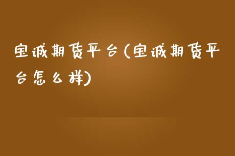 宝诚期货平台(宝诚期货平台怎么样)_https://www.zghnxxa.com_国际期货_第1张
