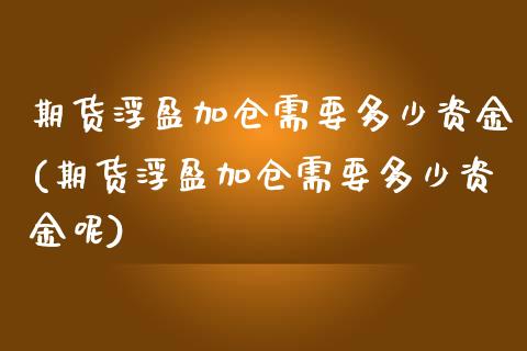 期货浮盈加仓需要多少资金(期货浮盈加仓需要多少资金呢)_https://www.zghnxxa.com_内盘期货_第1张