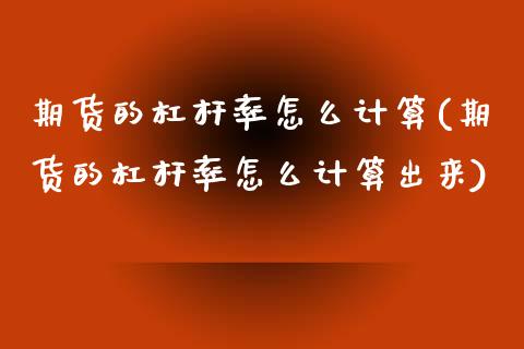 期货的杠杆率怎么计算(期货的杠杆率怎么计算出来)_https://www.zghnxxa.com_期货直播室_第1张