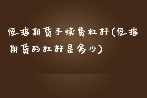 恒指期货手续费杠杆(恒指期货的杠杆是多少)_黄金期货_第1张_期货直播室 恒指期货手续费杠杆(恒指期货的杠杆是多少)_https://www.zghnxxa.com_黄金期货_第1张