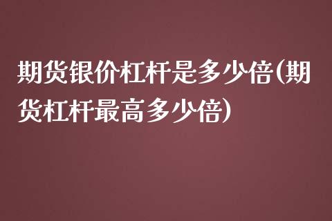 期货银价杠杆是多少倍(期货杠杆最高多少倍)_https://www.zghnxxa.com_黄金期货_第1张