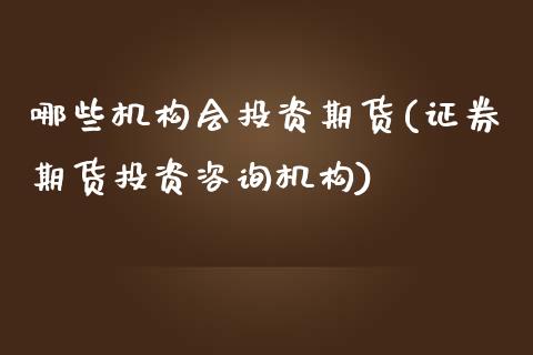 哪些机构会投资期货(证券期货投资咨询机构)_https://www.zghnxxa.com_黄金期货_第1张