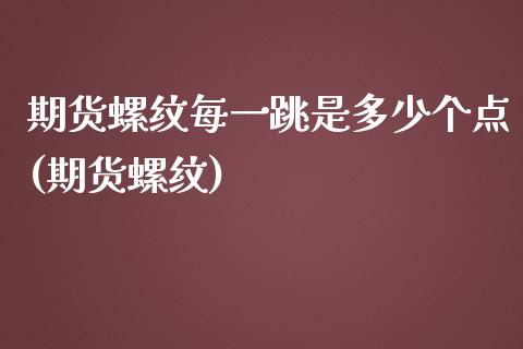 期货螺纹每一跳是多少个点(期货螺纹)_https://www.zghnxxa.com_黄金期货_第1张