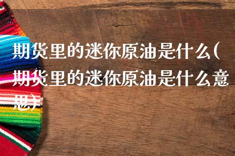 期货里的迷你原油是什么(期货里的迷你原油是什么意思)_https://www.zghnxxa.com_内盘期货_第1张