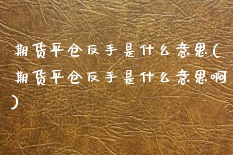 期货平仓反手是什么意思(期货平仓反手是什么意思啊)_国际期货_第1张_期货直播室 期货平仓反手是什么意思(期货平仓反手是什么意思啊)_https://www.zghnxxa.com_国际期货_第1张