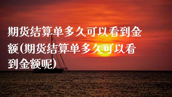 期货结算单多久可以看到金额(期货结算单多久可以看到金额呢)_https://www.zghnxxa.com_国际期货_第1张