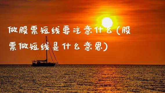 做股票短线要注意什么(股票做短线是什么意思)_https://www.zghnxxa.com_黄金期货_第1张