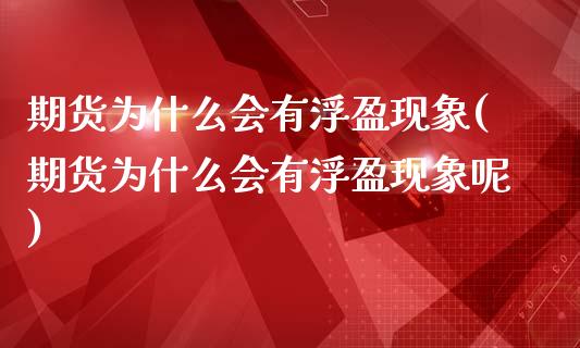 期货为什么会有浮盈现象(期货为什么会有浮盈现象呢)_https://www.zghnxxa.com_国际期货_第1张