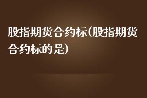 股指期货合约标(股指期货合约标的是)_https://www.zghnxxa.com_期货直播室_第1张