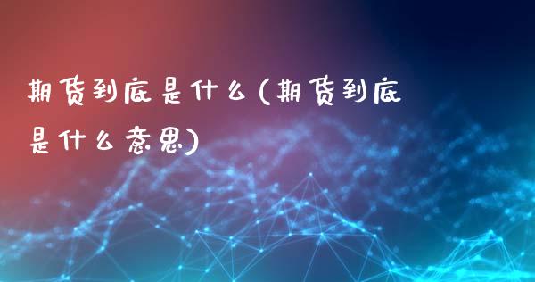 期货到底是什么(期货到底是什么意思)_https://www.zghnxxa.com_国际期货_第1张