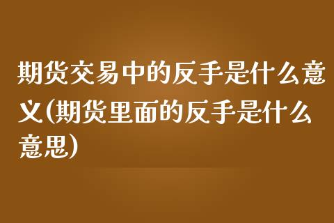 期货交易中的反手是什么意义(期货里面的反手是什么意思)_https://www.zghnxxa.com_期货直播室_第1张