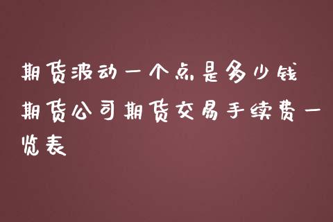期货波动一个点是多少钱 期货公司期货交易手续费一览表_https://www.zghnxxa.com_黄金期货_第1张
