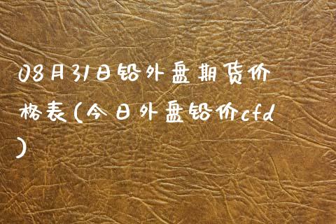 08月31日铅外盘期货价格表(今日外盘铅价cfd)_https://www.zghnxxa.com_国际期货_第1张