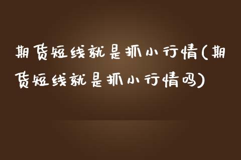 期货短线就是抓小行情(期货短线就是抓小行情吗)_https://www.zghnxxa.com_期货直播室_第1张