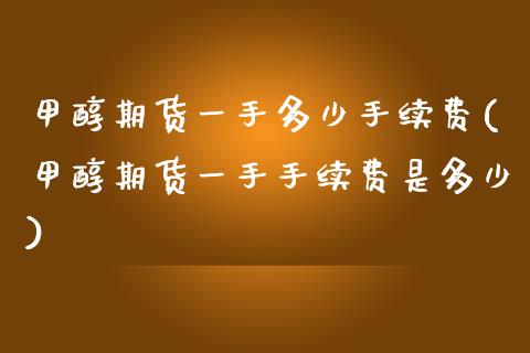 甲醇期货一手多少手续费(甲醇期货一手手续费是多少)_https://www.zghnxxa.com_黄金期货_第1张