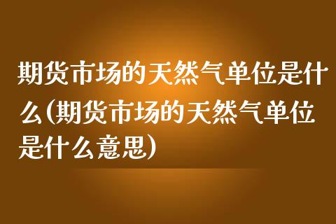 期货市场的天然气单位是什么(期货市场的天然气单位是什么意思)_https://www.zghnxxa.com_期货直播室_第1张