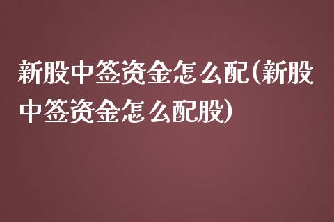 新股中签资金怎么配(新股中签资金怎么配股)_https://www.zghnxxa.com_内盘期货_第1张