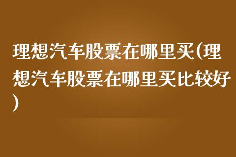 理想汽车股票在哪里买(理想汽车股票在哪里买比较好)_https://www.zghnxxa.com_期货直播室_第1张