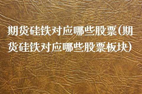 期货硅铁对应哪些股票(期货硅铁对应哪些股票板块)_https://www.zghnxxa.com_期货直播室_第1张