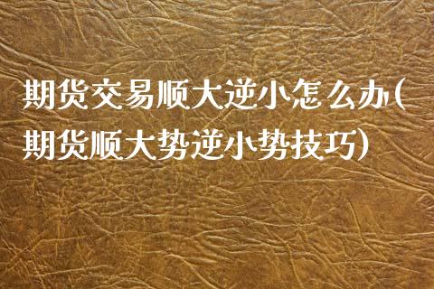 期货交易顺大逆小怎么办(期货顺大势逆小势技巧)_https://www.zghnxxa.com_内盘期货_第1张