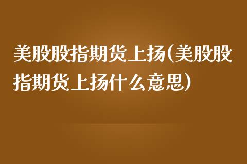 美股股指期货上扬(美股股指期货上扬什么意思)_https://www.zghnxxa.com_黄金期货_第1张