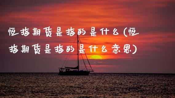 恒指期货是指的是什么(恒指期货是指的是什么意思)_https://www.zghnxxa.com_期货直播室_第1张