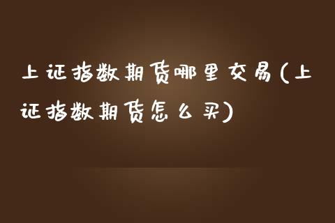 上证指数期货哪里交易(上证指数期货怎么买)_https://www.zghnxxa.com_内盘期货_第1张