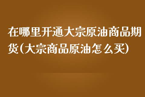 在哪里开通大宗原油商品期货(大宗商品原油怎么买)_https://www.zghnxxa.com_内盘期货_第1张