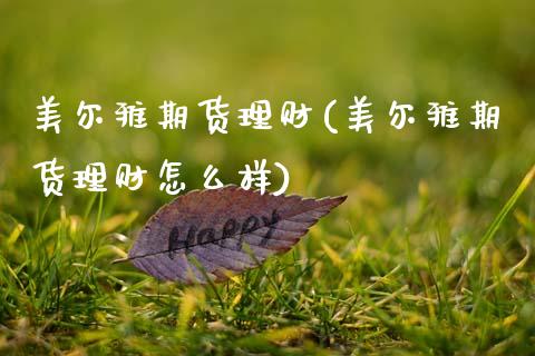 美尔雅期货理财(美尔雅期货理财怎么样)_https://www.zghnxxa.com_黄金期货_第1张