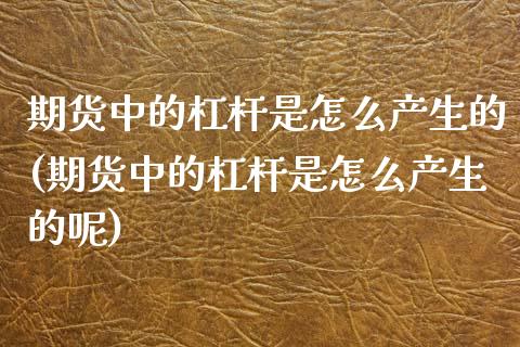 期货中的杠杆是怎么产生的(期货中的杠杆是怎么产生的呢)_https://www.zghnxxa.com_国际期货_第1张