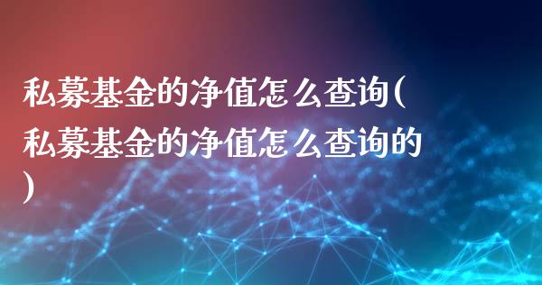 私募基金的净值怎么查询(私募基金的净值怎么查询的)_https://www.zghnxxa.com_黄金期货_第1张