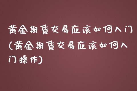 黄金期货交易应该如何入门(黄金期货交易应该如何入门操作)_https://www.zghnxxa.com_黄金期货_第1张