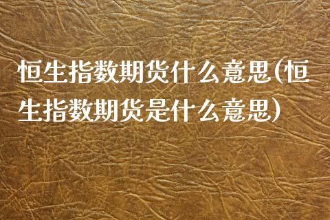 恒生指数期货什么意思(恒生指数期货是什么意思)_https://www.zghnxxa.com_内盘期货_第1张