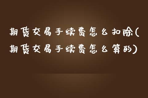 期货交易手续费怎么扣除(期货交易手续费怎么算的)_https://www.zghnxxa.com_期货直播室_第1张