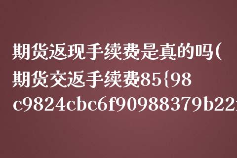 期货返现手续费是真的吗(期货交返手续费85%)_https://www.zghnxxa.com_黄金期货_第1张