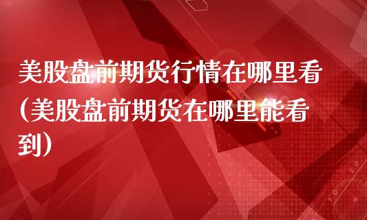 美股盘前期货行情在哪里看(美股盘前期货在哪里能看到)_国际期货_第1张_期货直播室 美股盘前期货行情在哪里看(美股盘前期货在哪里能看到)_https://www.zghnxxa.com_国际期货_第1张