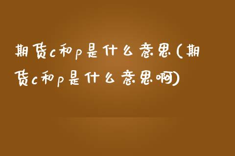 期货c和p是什么意思(期货c和p是什么意思啊)_https://www.zghnxxa.com_期货直播室_第1张