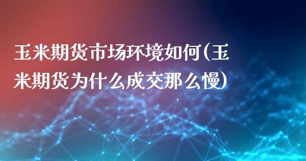 玉米期货市场环境如何(玉米期货为什么成交那么慢)_https://www.zghnxxa.com_国际期货_第1张
