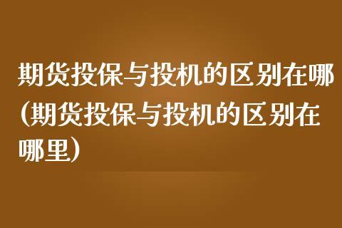 期货投保与投机的区别在哪(期货投保与投机的区别在哪里)_https://www.zghnxxa.com_内盘期货_第1张