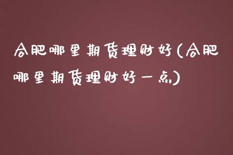 合肥哪里期货理财好(合肥哪里期货理财好一点)_https://www.zghnxxa.com_期货直播室_第1张